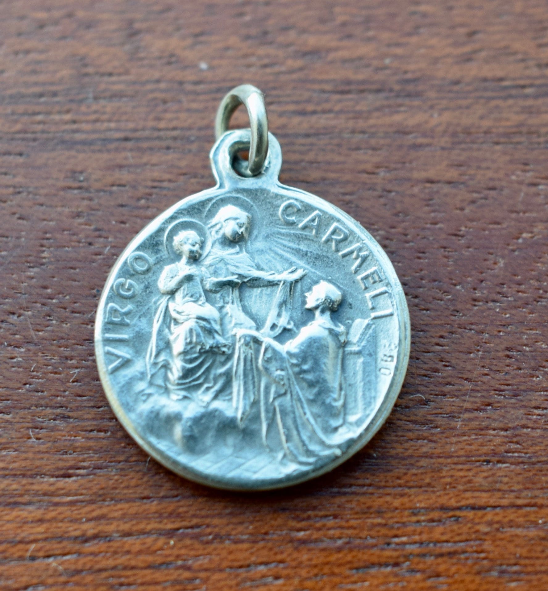 Vintage Notre-Dame Vierge Marie Jésus Sacré-Cœur Français Médaille Religieuse