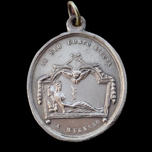 Saint Philomene Philomena Martyr - Antique Italian  Religious Brass Medal