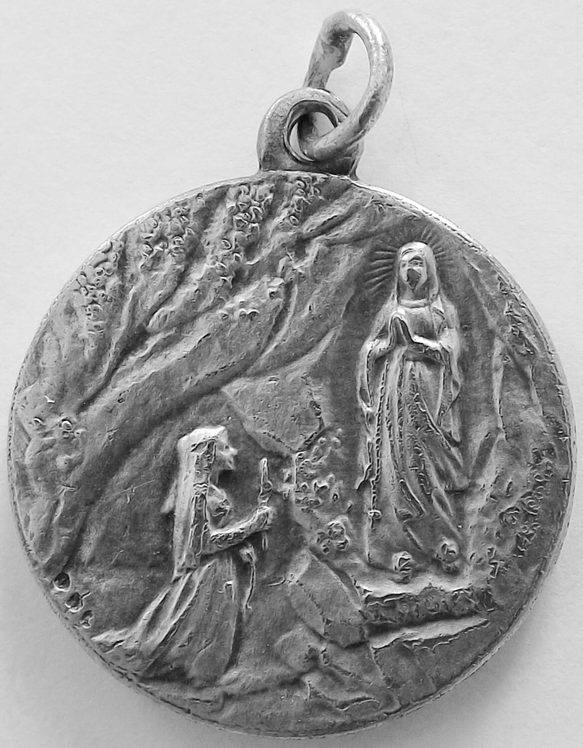 Our Lady of Lourdes - Virgin Mary Portrait- Antique French Medal ...