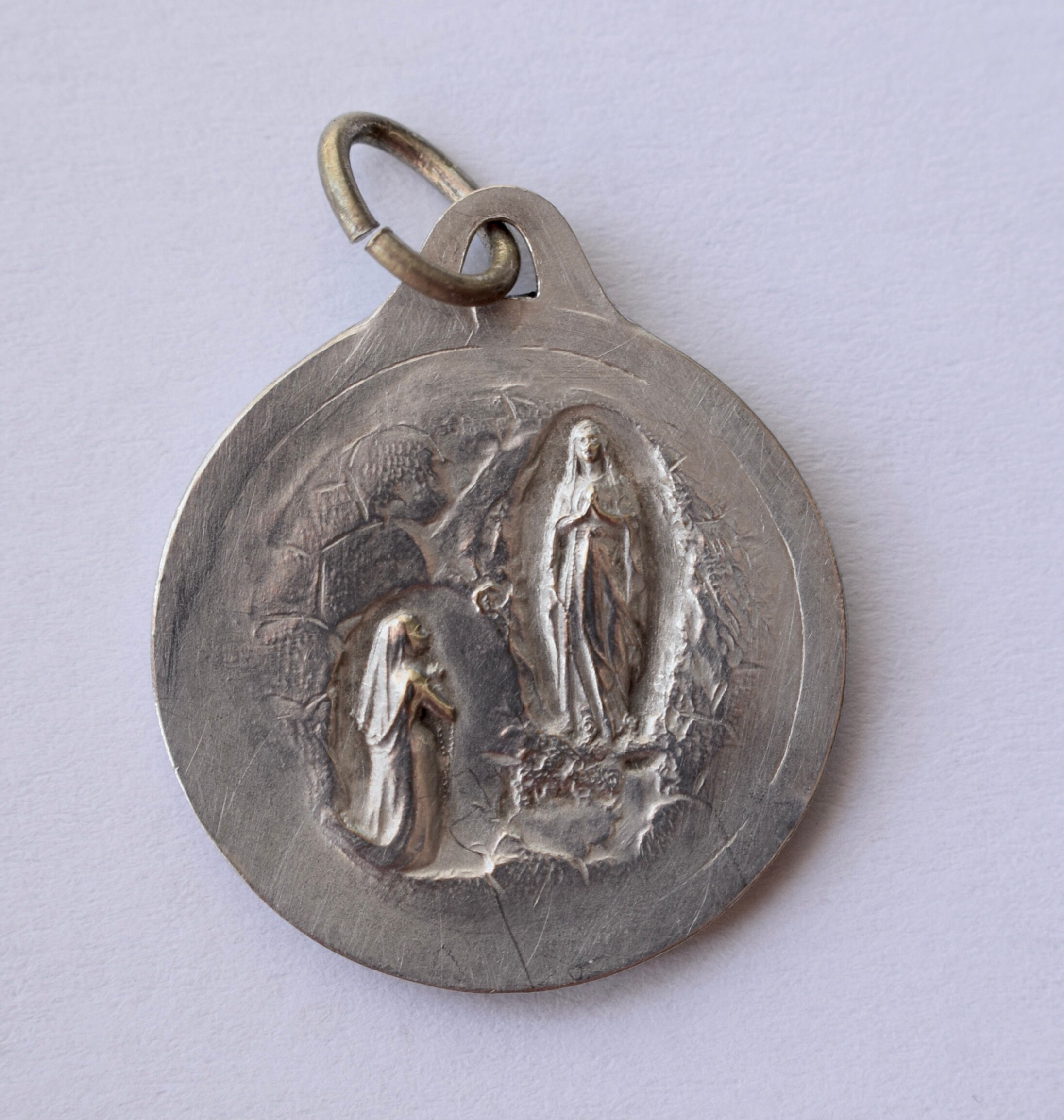 Our Lady Virgin Mary Portrait Lourdes Silver-plate Medal Communion - Etsy