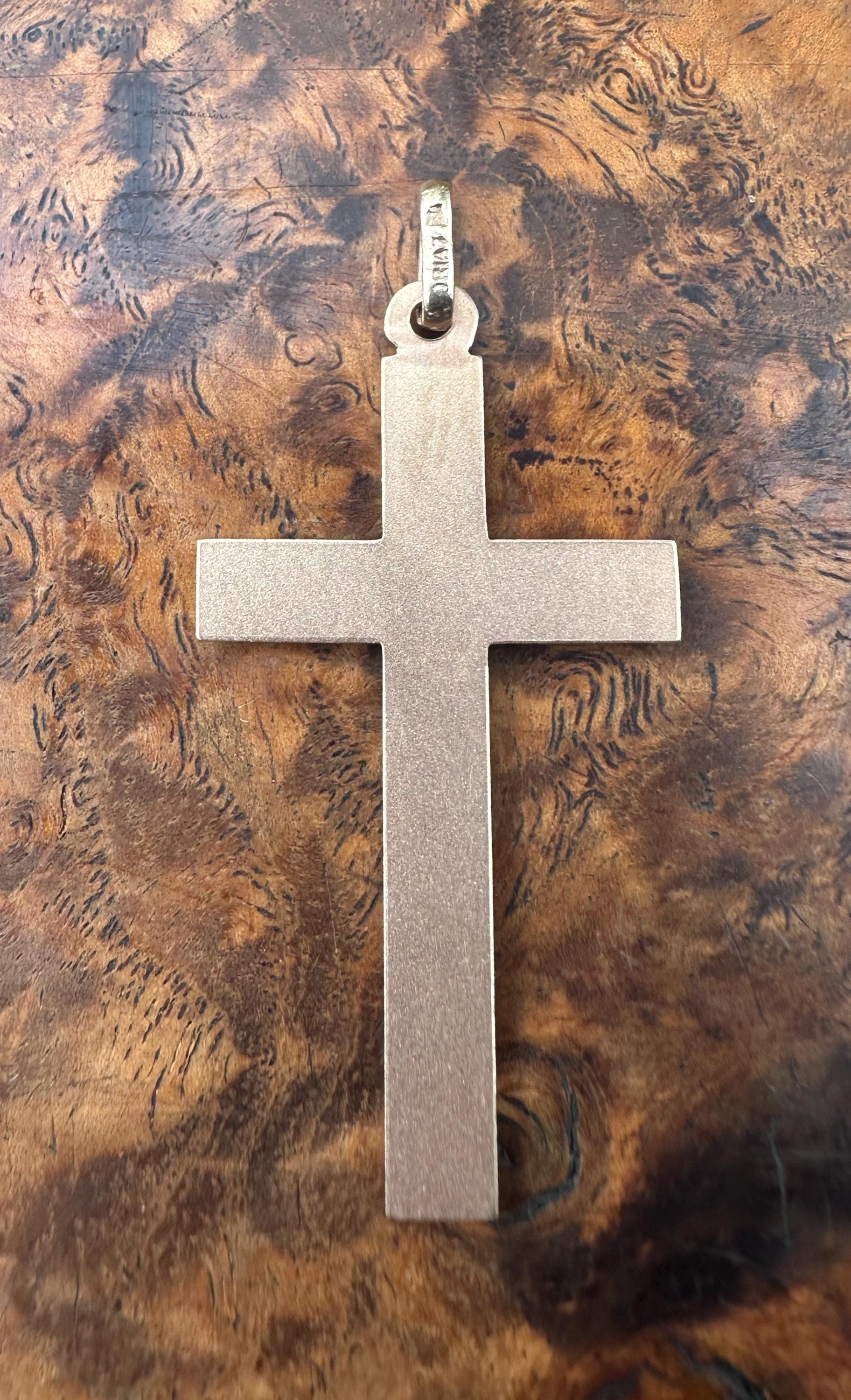 Pendentif Croix Ancien ORIA - Plaqué Or Jaune - Bijou Vintage En Coquille