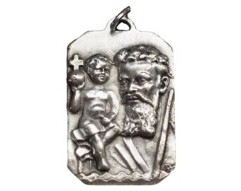 Saint Christopher French Silver Plate Medal  Patron of Drivers and Travelers