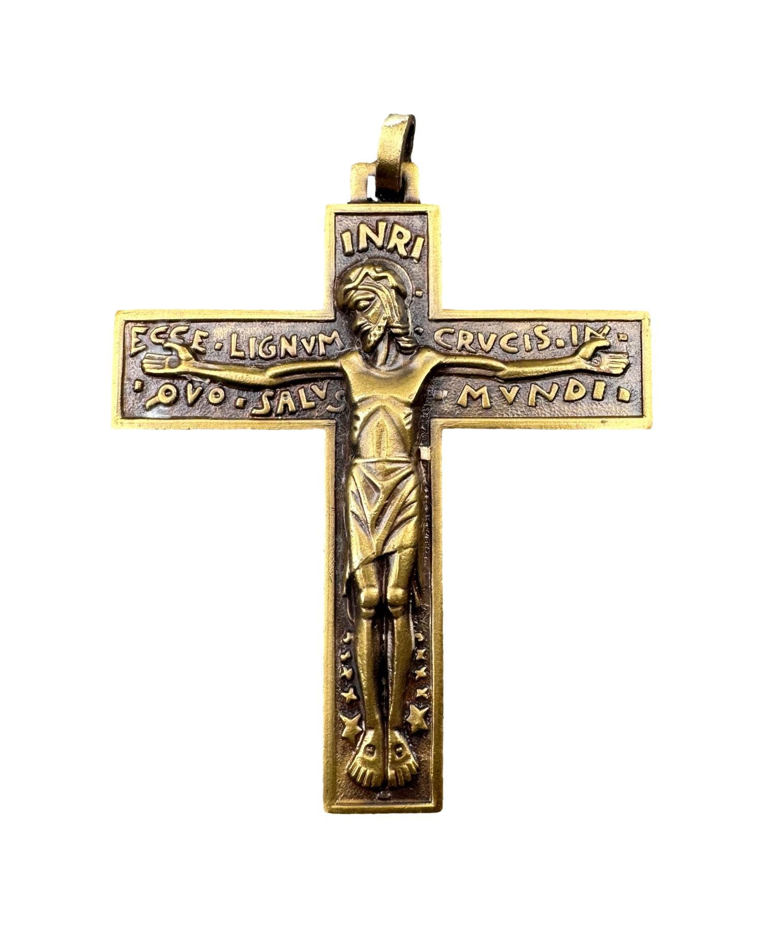 ANCIENNE BROCHE EN BRONZE DORÉ DE FORME LIBRE