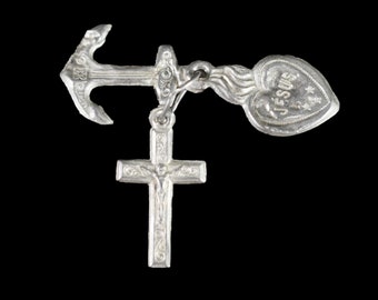 The Three Virtues Faith Hope And Charity Sterling Silver Medal Pendant