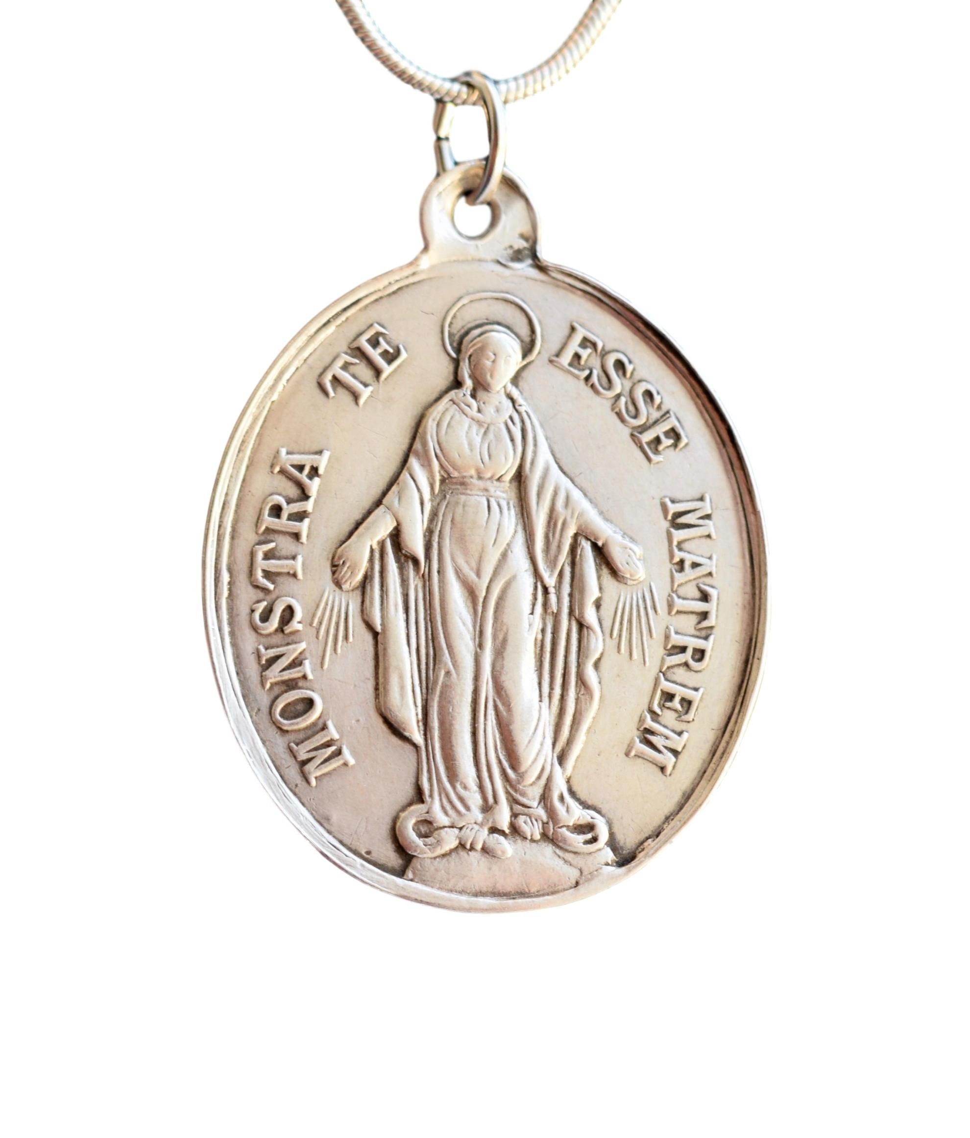 Grande Médaille Miraculeuse Médaille d'argent Sterling 19Th.c