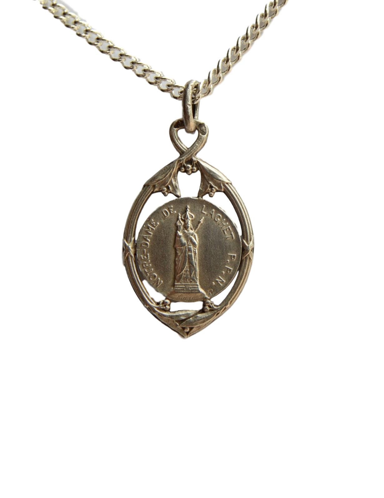 Notre-Dame de Laghet Sterling Médaille d'argent avec La Chaîne 925