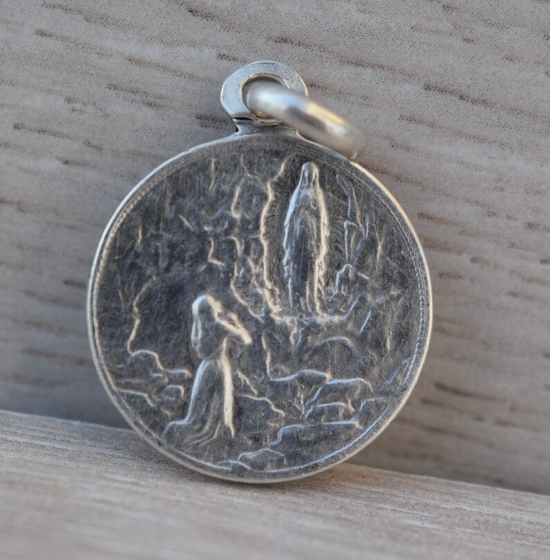Our Lady of Lourdes Sterling Silver Medal Virgin Mary Portrait - Etsy