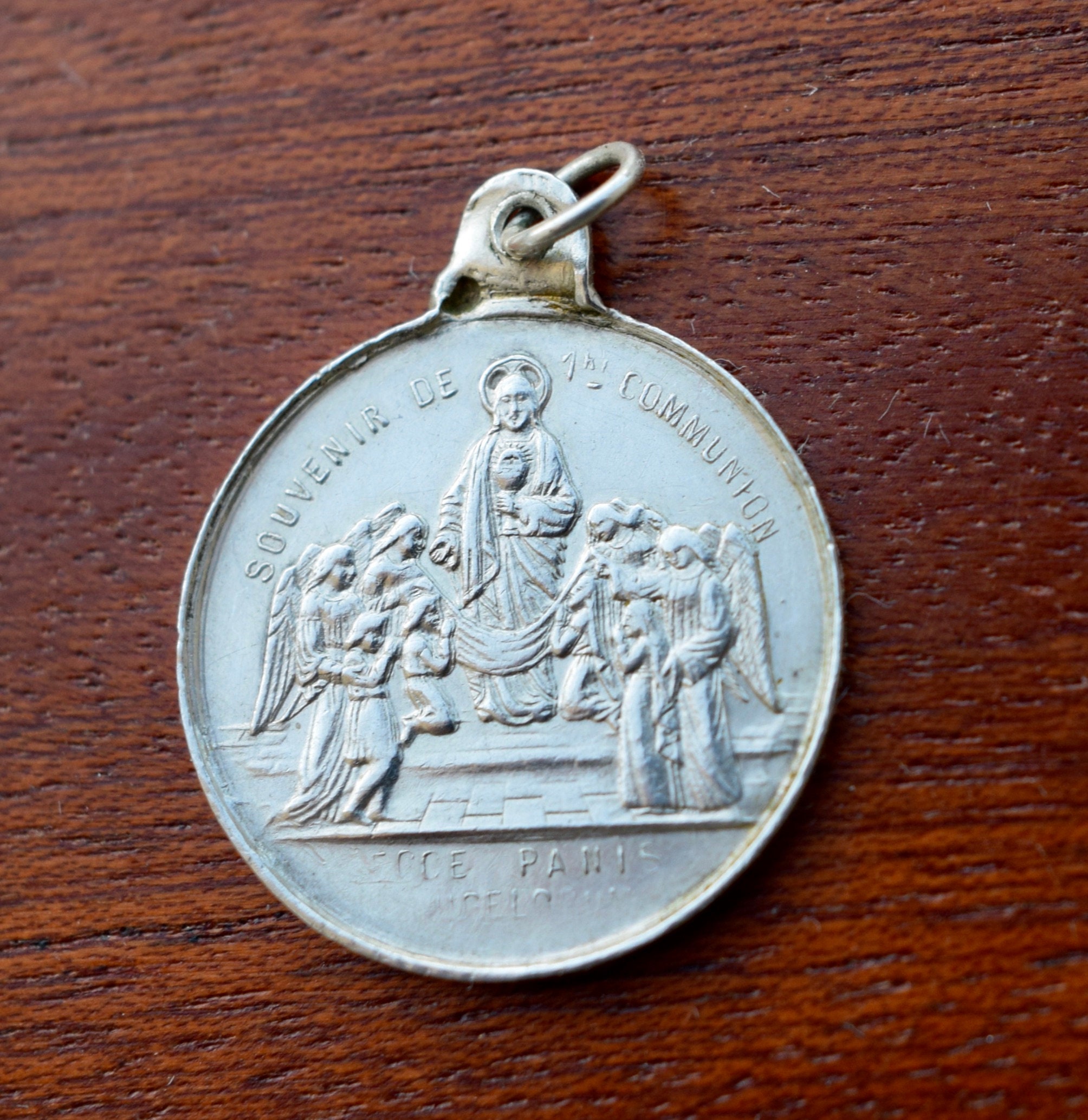 Médaille de Confirmation Première Communion Français'argent Sterling Authentique