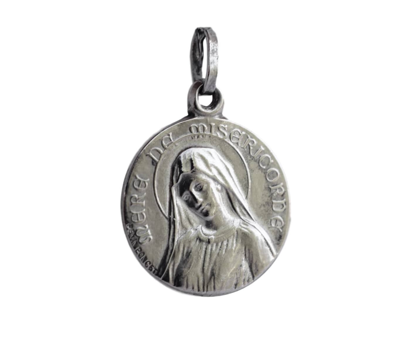 Jésus Sacré-Cœur - Notre-Dame de La Miséricorde Authentique Français Médaille Religieuse Pendentif C