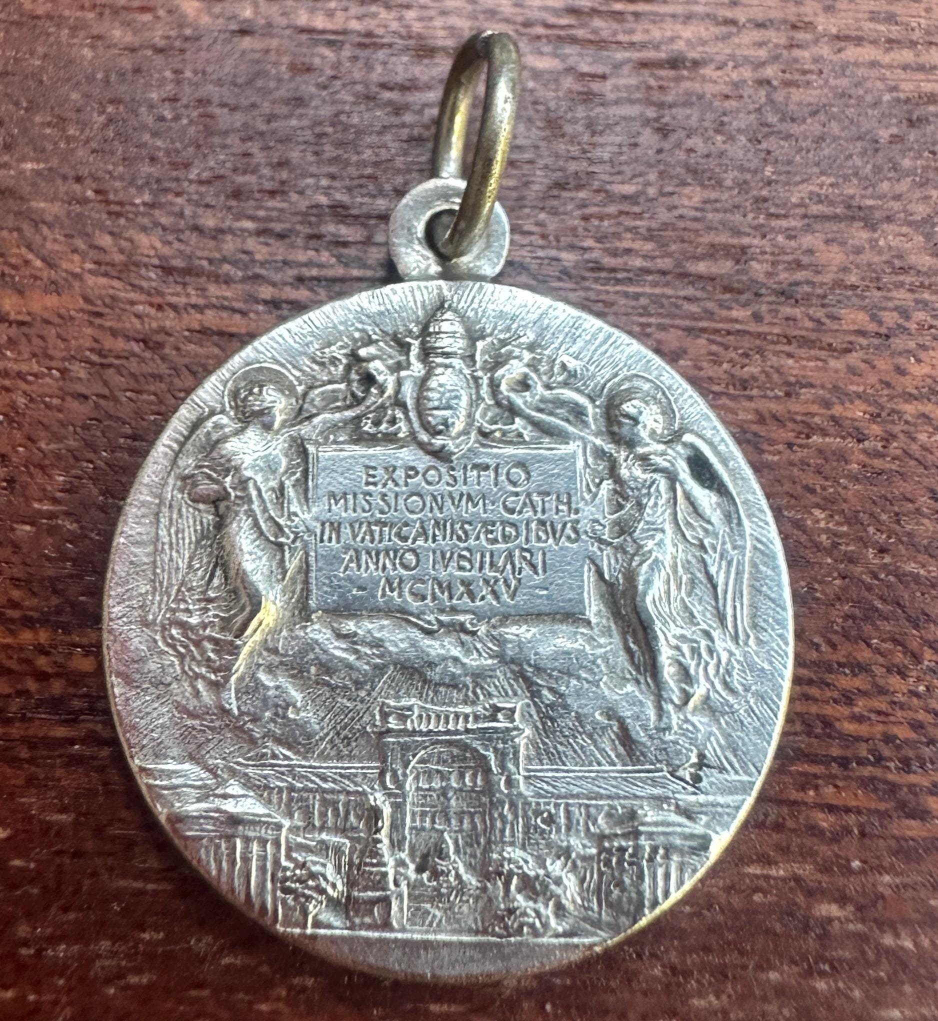 銀製メダル Banco di Santo Spirito 163 ROMA USA製CREED社ヴィンテージキリストSt.Raphael聖ラファエルスターリング