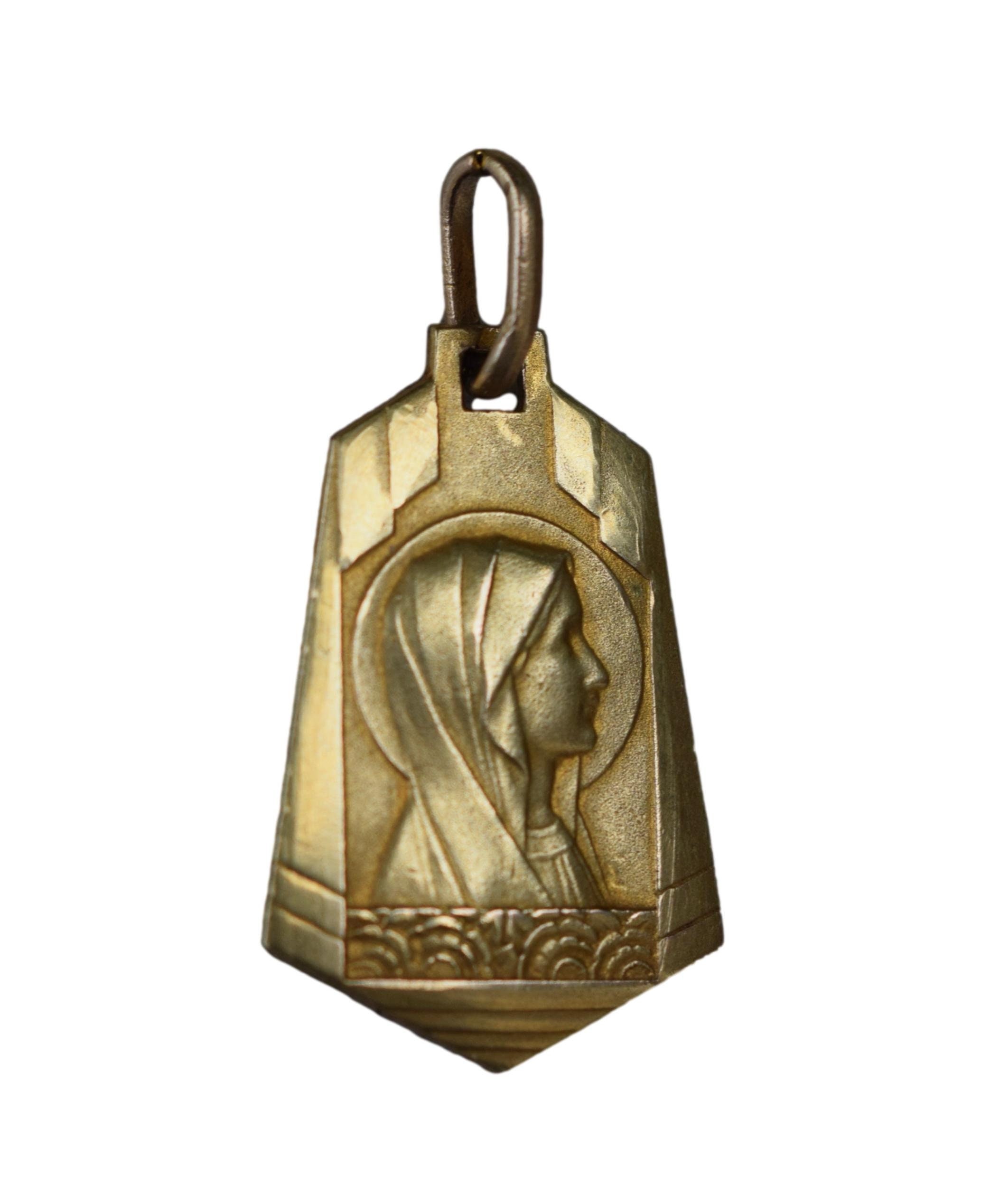 Médaille Art Déco Vierge Marie Plaqué Or