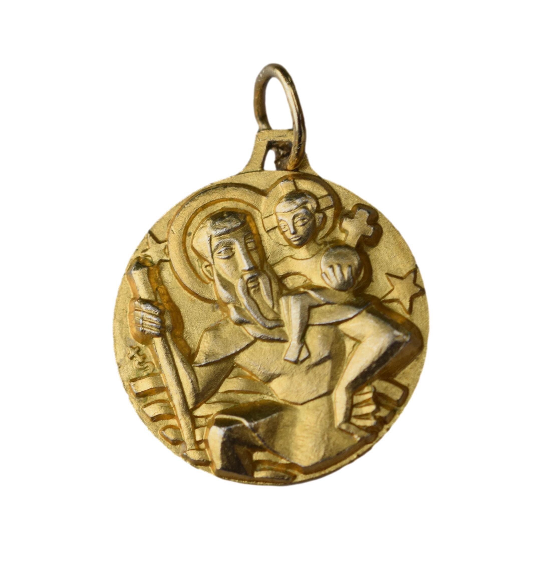Vintage Saint Christopher Medal Travelers Car Protector Medal