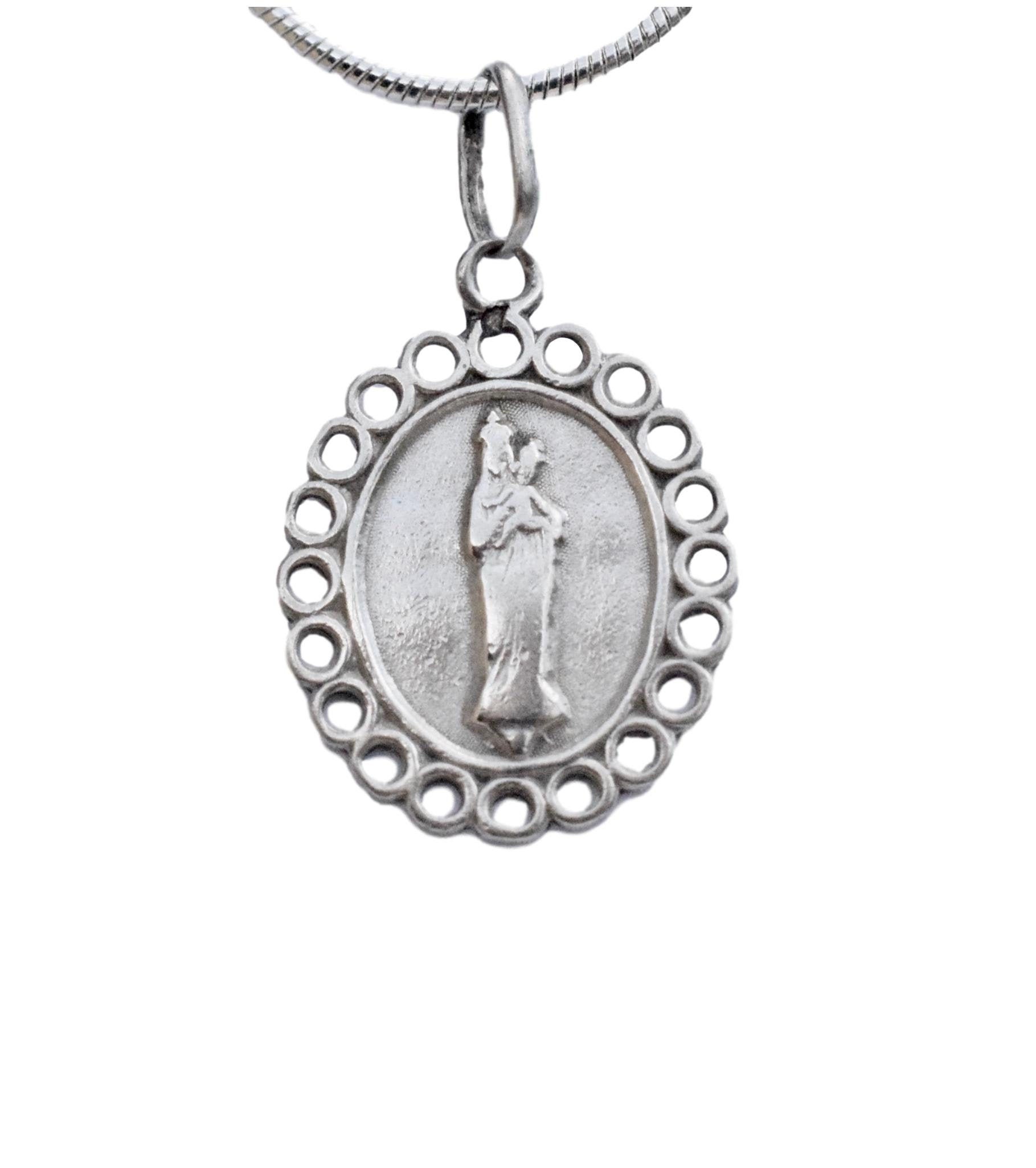Médaille Notre-Dame de La Garde - Français Médaille d'argent Livre Sterling Religieuse Pendant Charm