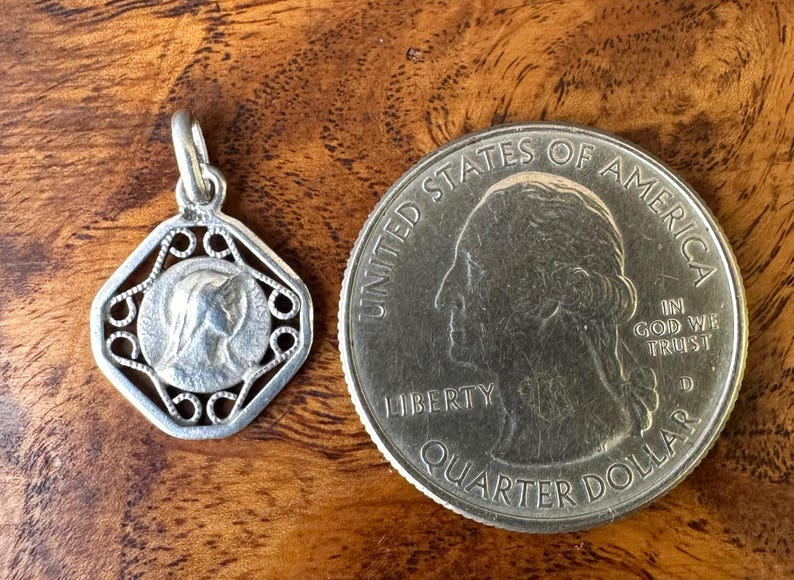 Vintage Our Lady of Lourdes Sterling Silver Medal Communion Gift - Etsy
