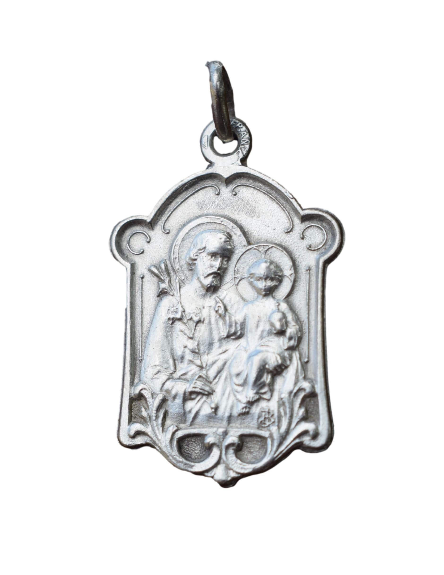 Saint Joseph et Jésus Enfant - Français Médaille Religieuse Pendentif Charm