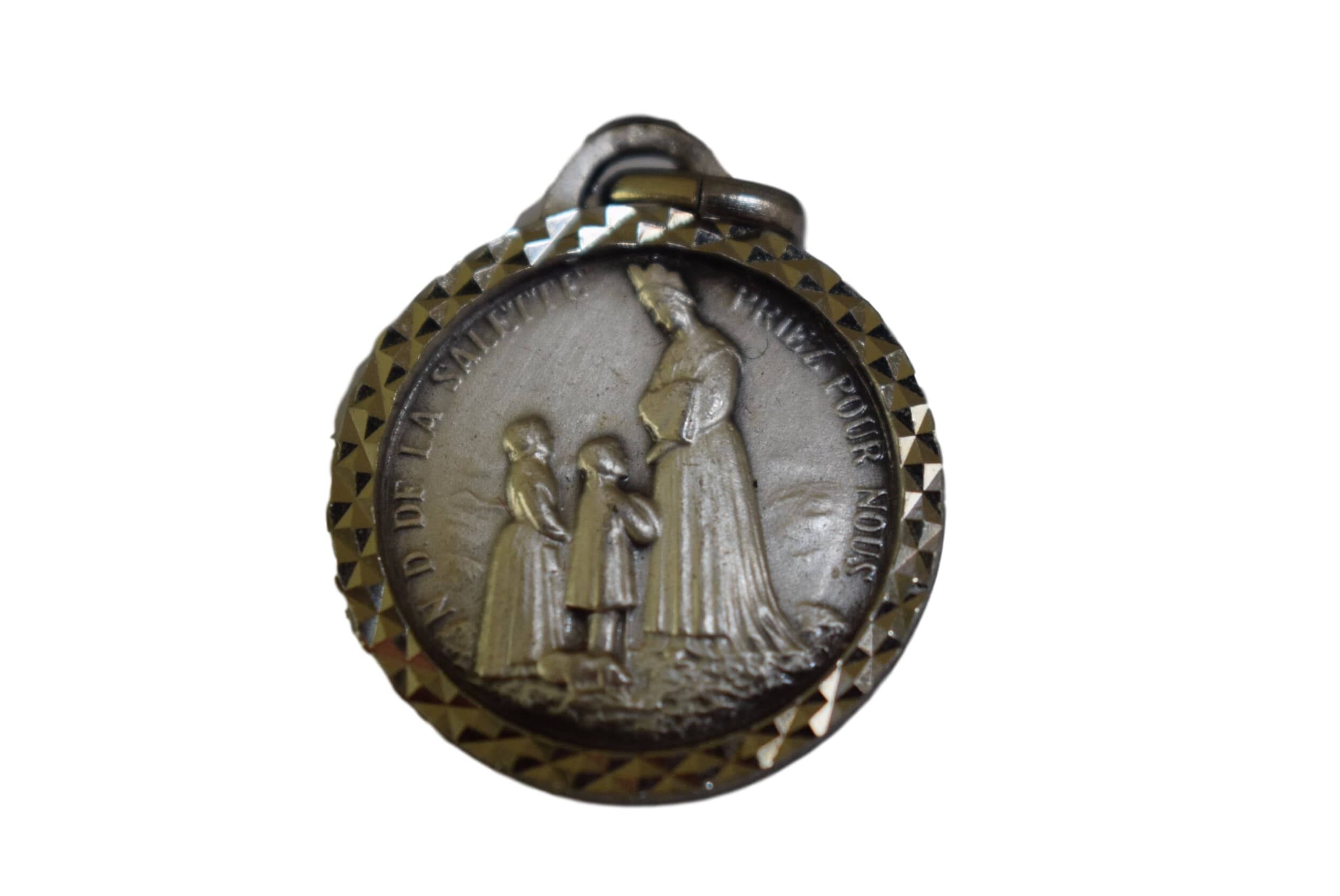 Médaille Notre-Dame de Salette - Français Grand Pendentif en Argent Religieux Cadeau Collier Catholi