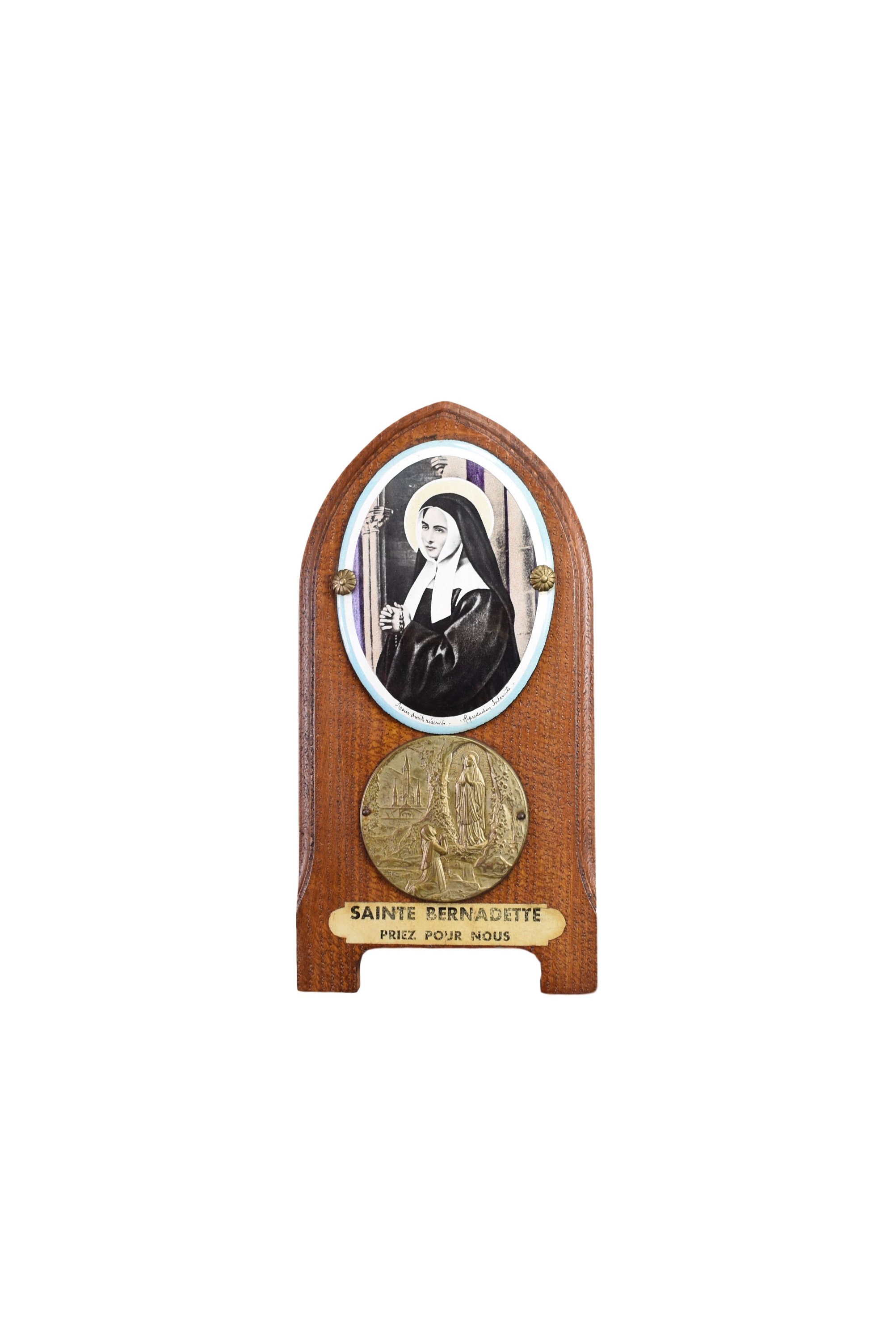 Plaque Sainte Bernadette Lourdes Plaque d'émail Pèlerinage Souvenir Religieux