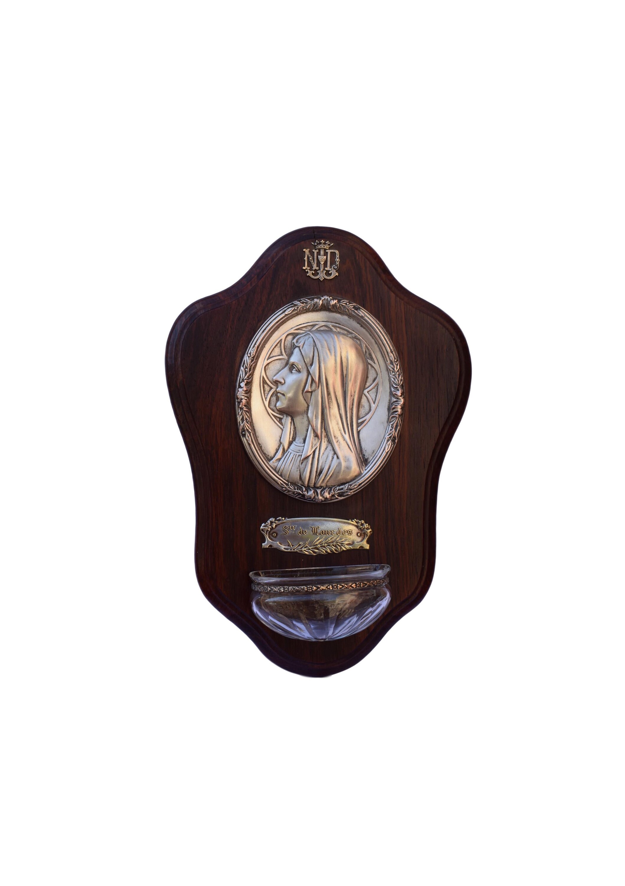 Art Déco Murale en Bois Sainte Eau Police Vierge Marie Médaillon