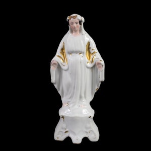 Estatueta de porcelana francesa antiga de Paris, estatueta da Virgem Maria, século XIX.c