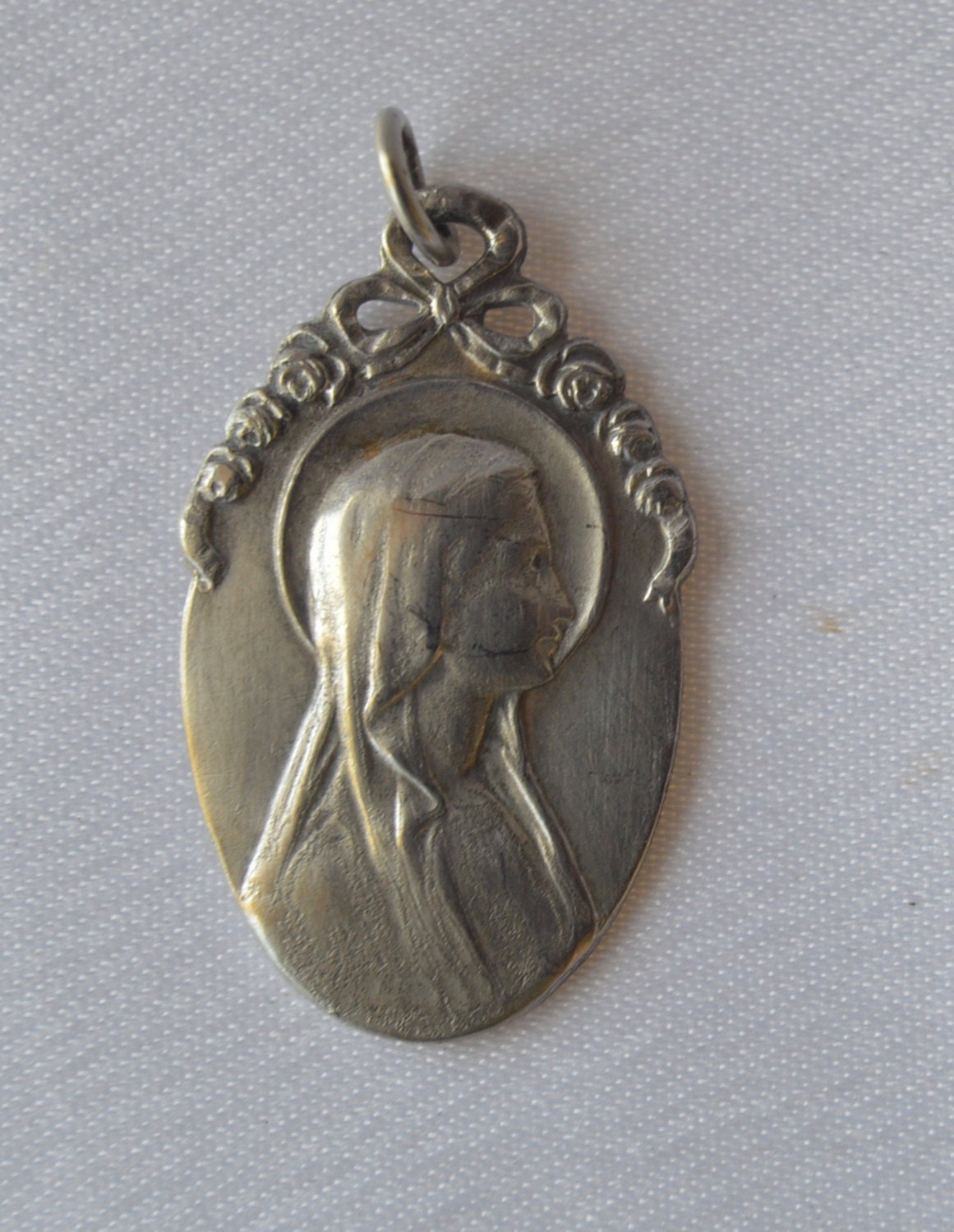 Médaille Notre-Dame de Lourdes - Français Grande Médaille Religieuse Pendentif Charm Immaculée Conce