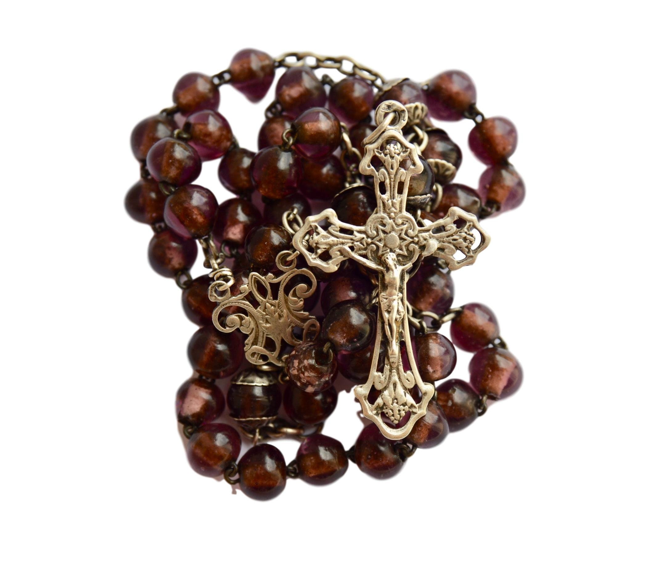 Art Nouveau Purple Sterling Argent Rosaire