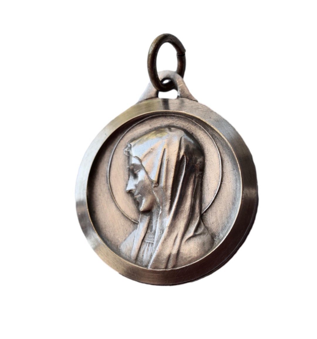Our Lady Virgin Mary Portrait Lourdes Silver-plate Medal Communion - Etsy