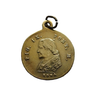 Miraculous Medal  Pope Pie IX  Brass Medal Communion