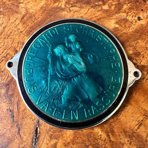 St Christopher Enamelled Plaque for Cars- Patron Saint of Travellers   Gift For Her / Him