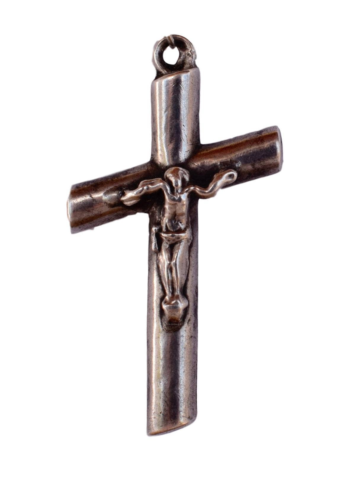 Antique Sterling Silver Religious Cross Pendentif Charm Medal 19Ème Siècle