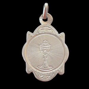 Communion Sterling Silver Medal  Eucharist Chalice Wine