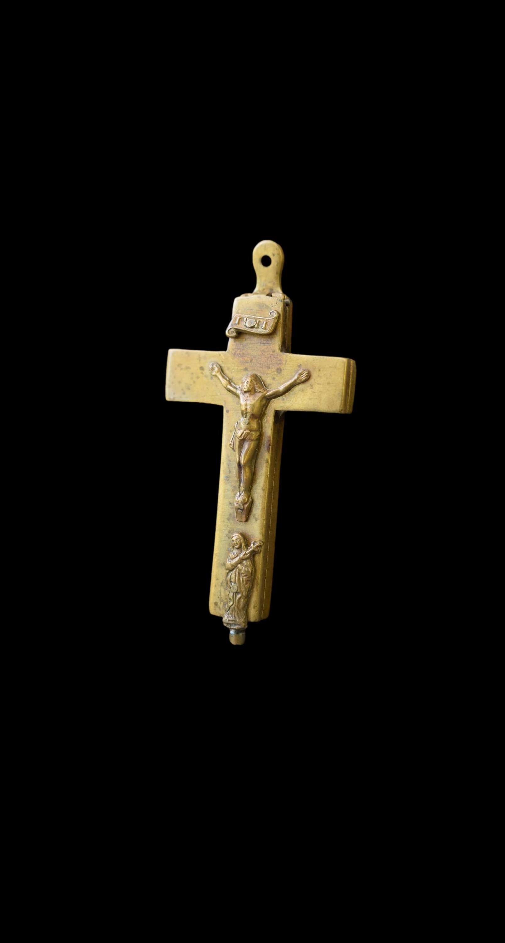 French Antique Relics Cross Jesus and Mary Crucifix 19th Brass - Etsy
