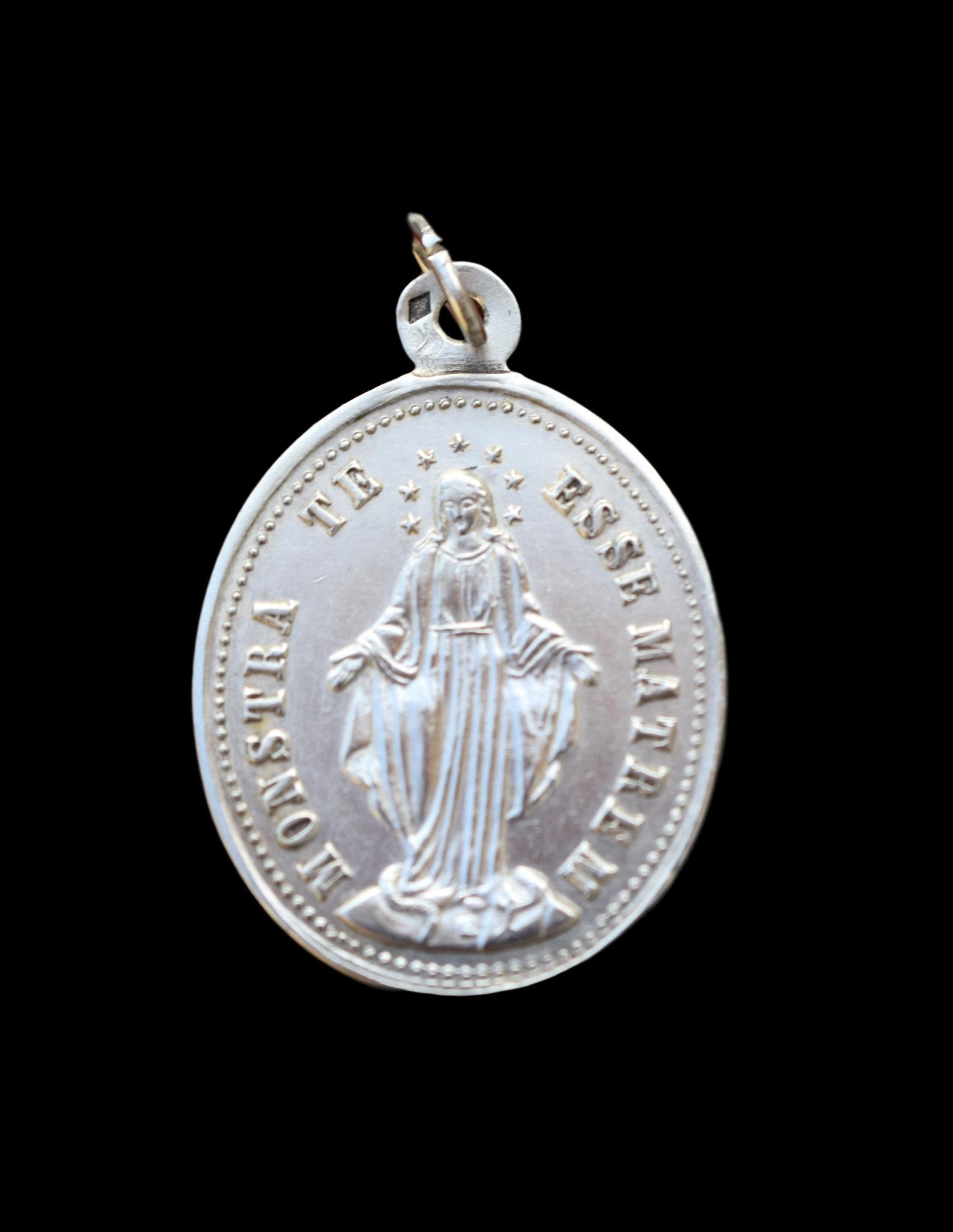 Grande Médaille Miraculeuse Médaille d'argent Sterling 19Th.c