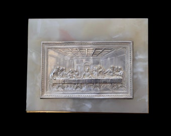 The Last Supper After Leonard de Vinci Marble Wall Plaque By P de Bryk Mar