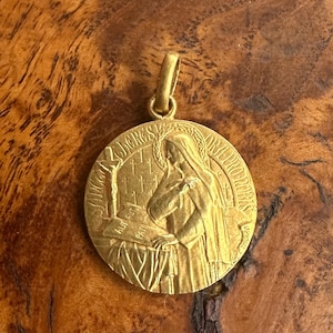 Saint Teresa of Avila Medal: French Gold-Plated Religious Pendant