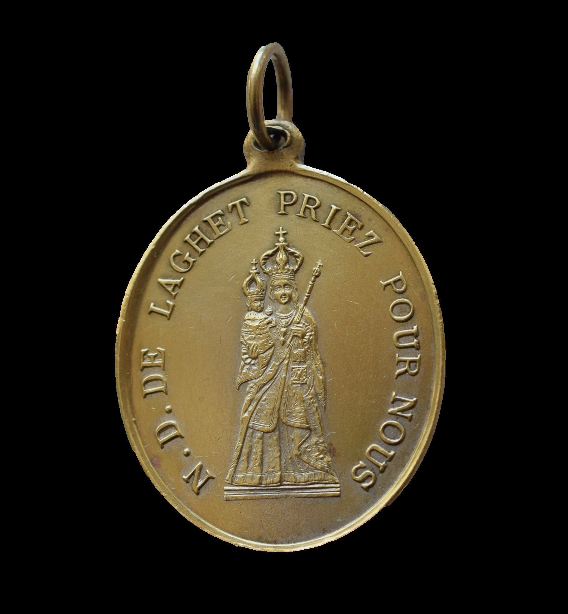 Grande Médaille Notre-Dame de Laghet Vierge Marie et Jésus Enfant 1900