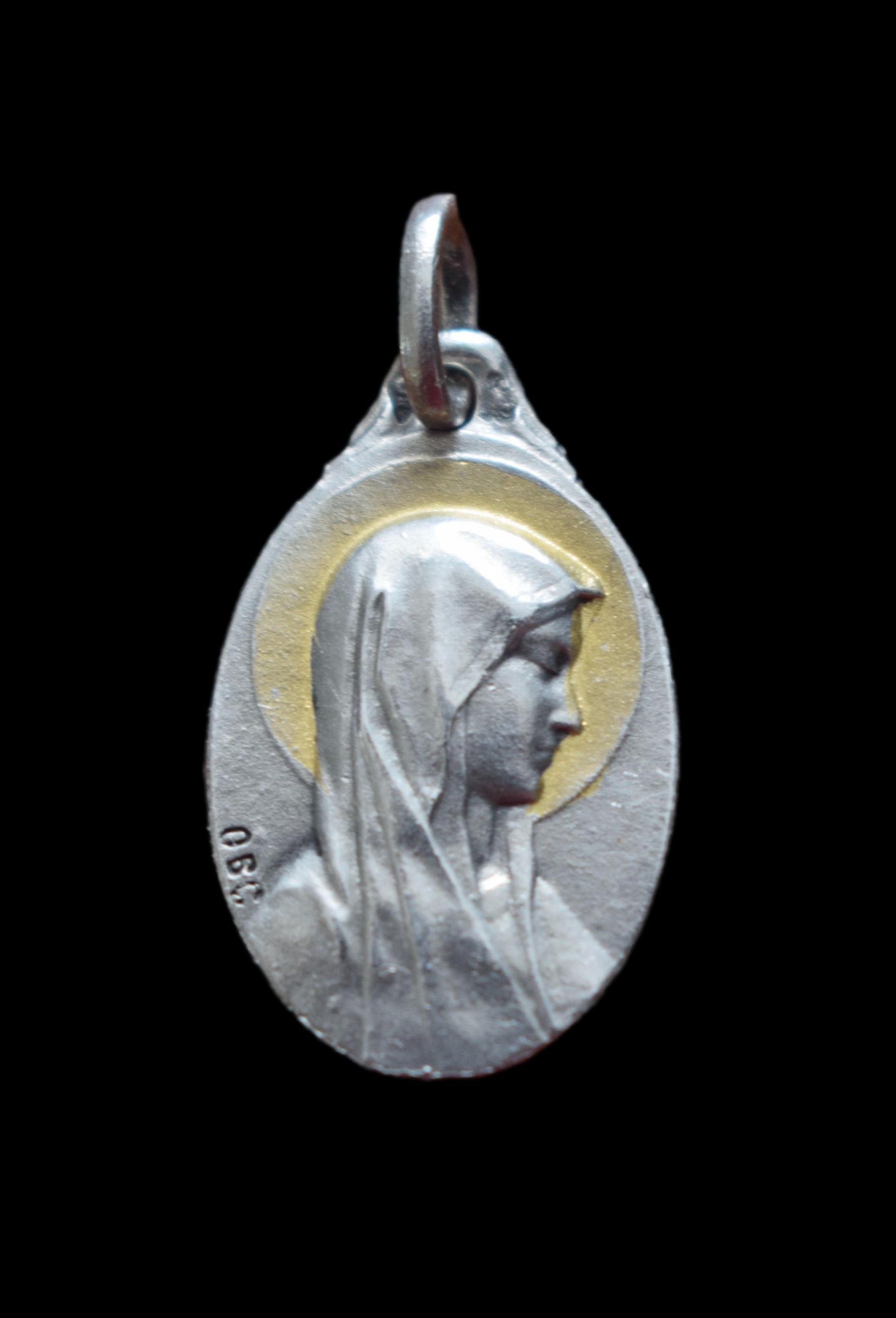 Notre-Dame de Lourdes Médaille d'argent Sterling et Plaquée Or Par Tairac