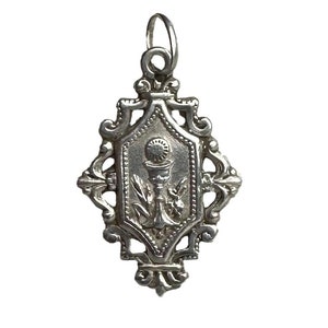 Communion Medal French Religious Sterling Silver Medal 19th Eucharist Chalice Wine Souvenir