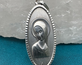 Sterling Silver Virgin Mary Medal, 20th Century