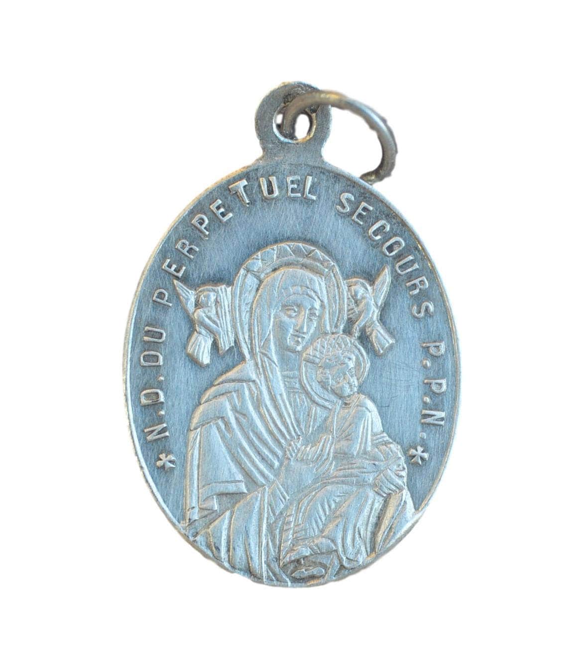Notre-Dame de L'aide Perpétuelle et Saint Alphonse Liguori Médaille - Antique Français Sterling Silv
