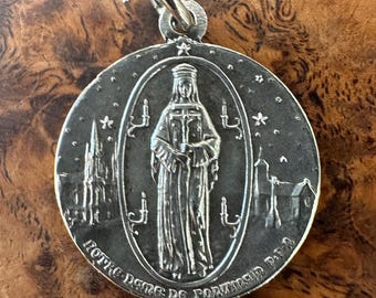 Onze-Lieve-Vrouw van Pontmain en Sint-Michiel de aartsengel Franse religieuze medaille - door L O Mattei