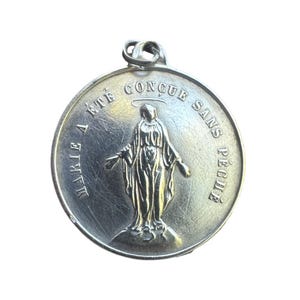 Miraculous Virgin Mary Medal  Sterling Silver  19th.c