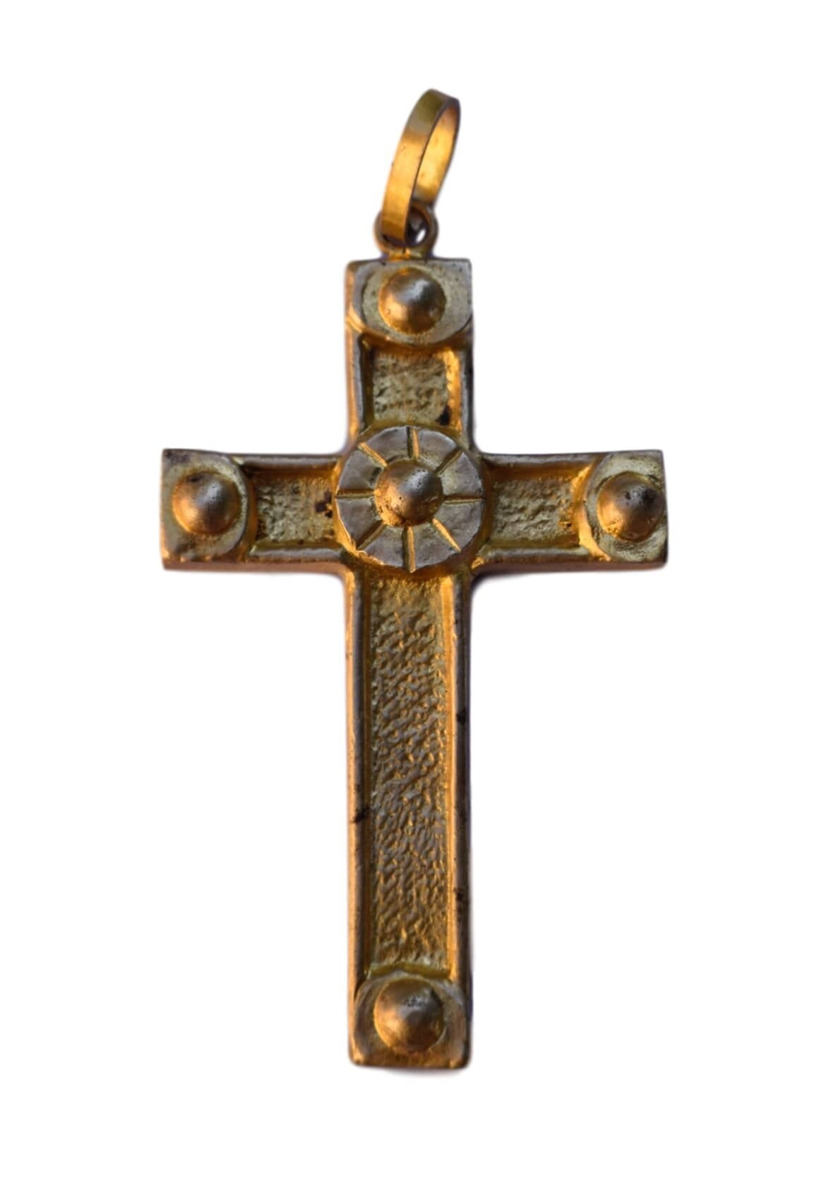 Pendentif Antique en Croix Pectorale Plaquée Or