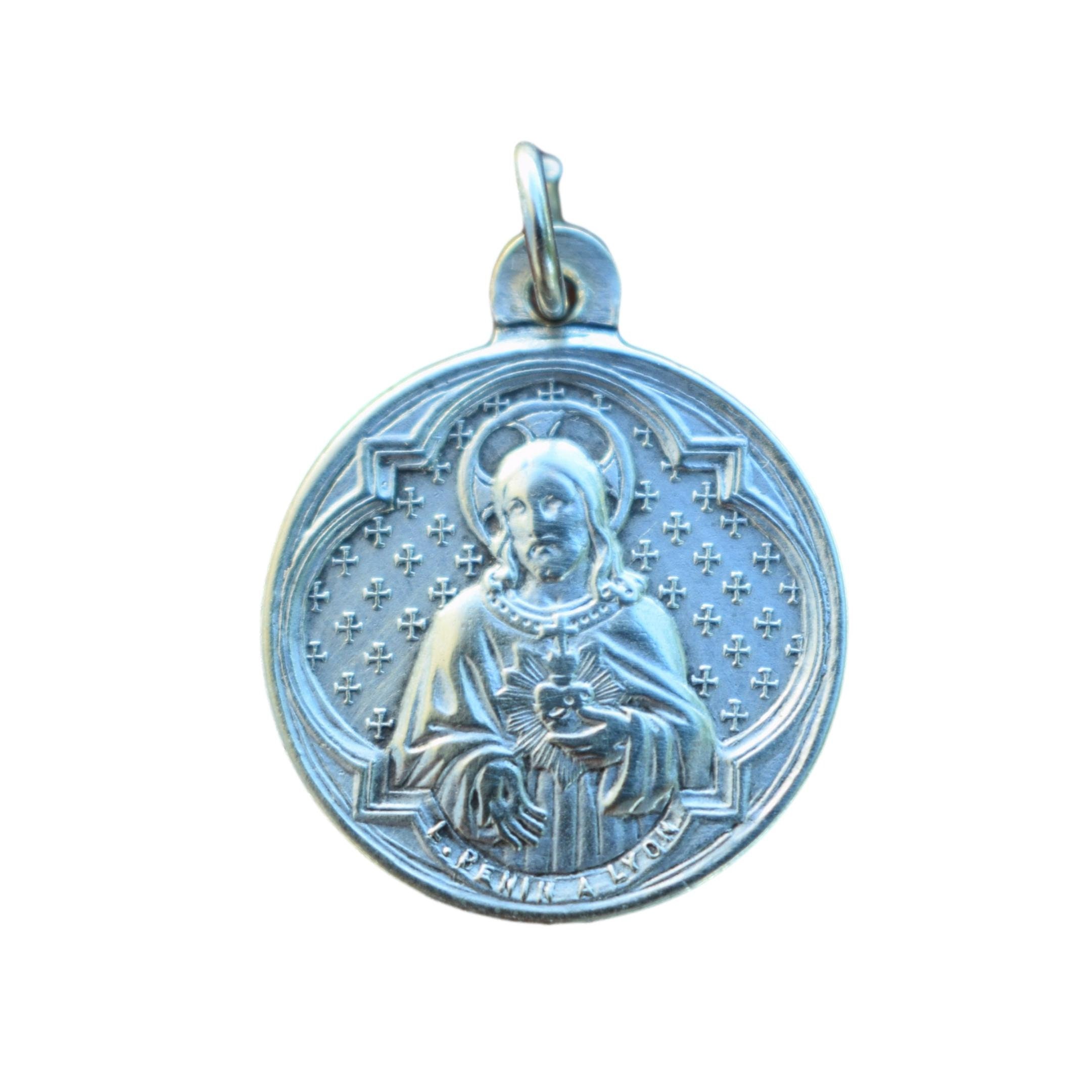 Jesus Sacred Heart Medal Pendant Par L Penin 19Ème