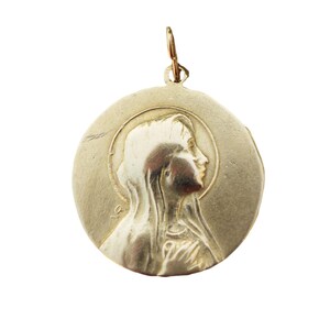 Virgin Mary Portrait  Our Lady of Hal goldplated medal