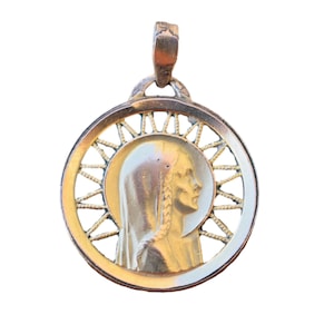 Vintage  Our Lady of Lourdes Medal Gold Plated Metal Fix
