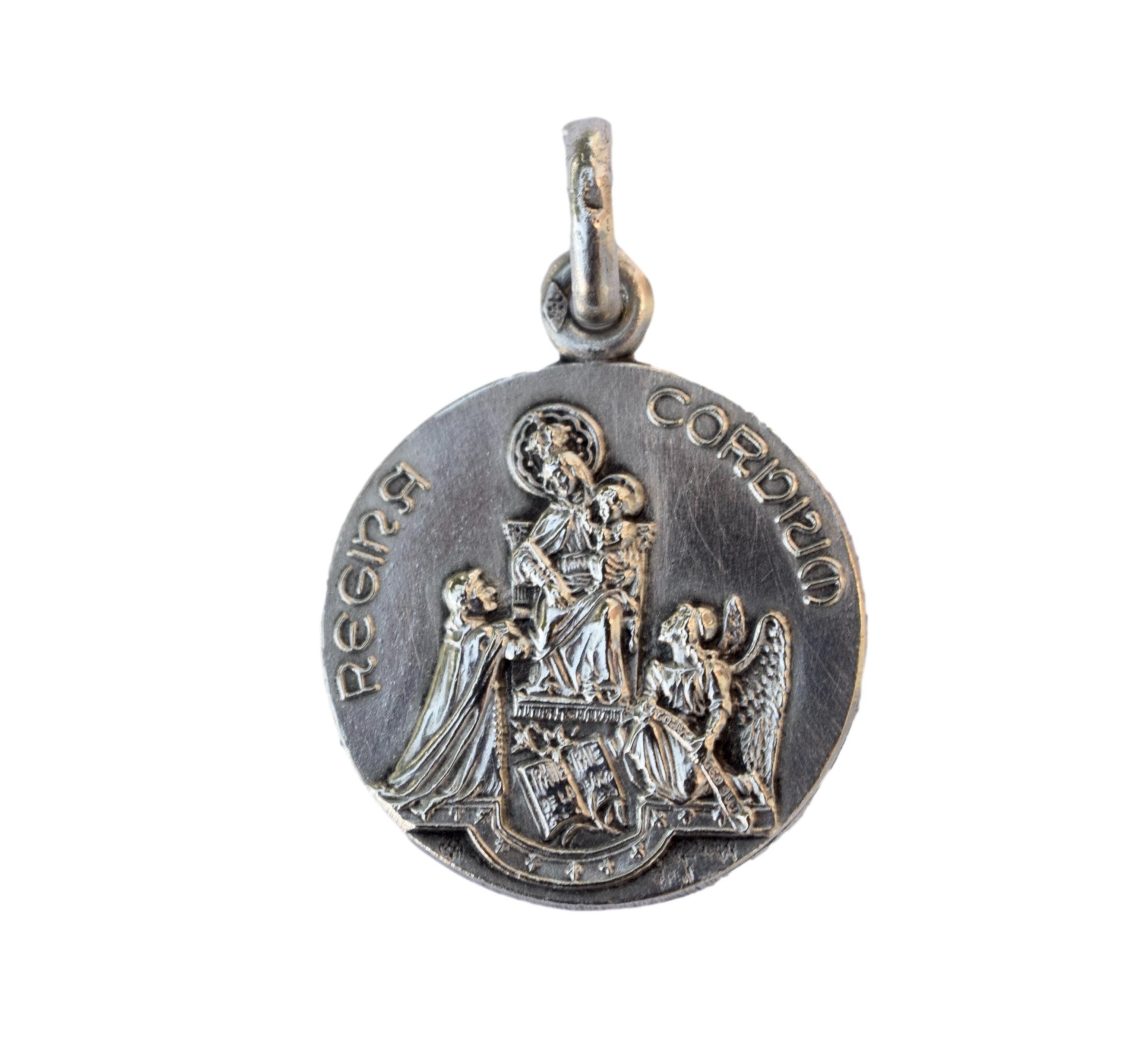 Tout à Jésus Grâce Marie Médaille Madonna et de L'enfant Héraldique Couronnée