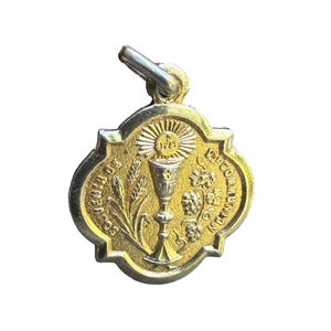 Communion Medal  Religious Eucharist Chalice Wine First Communion Souvenir 1898