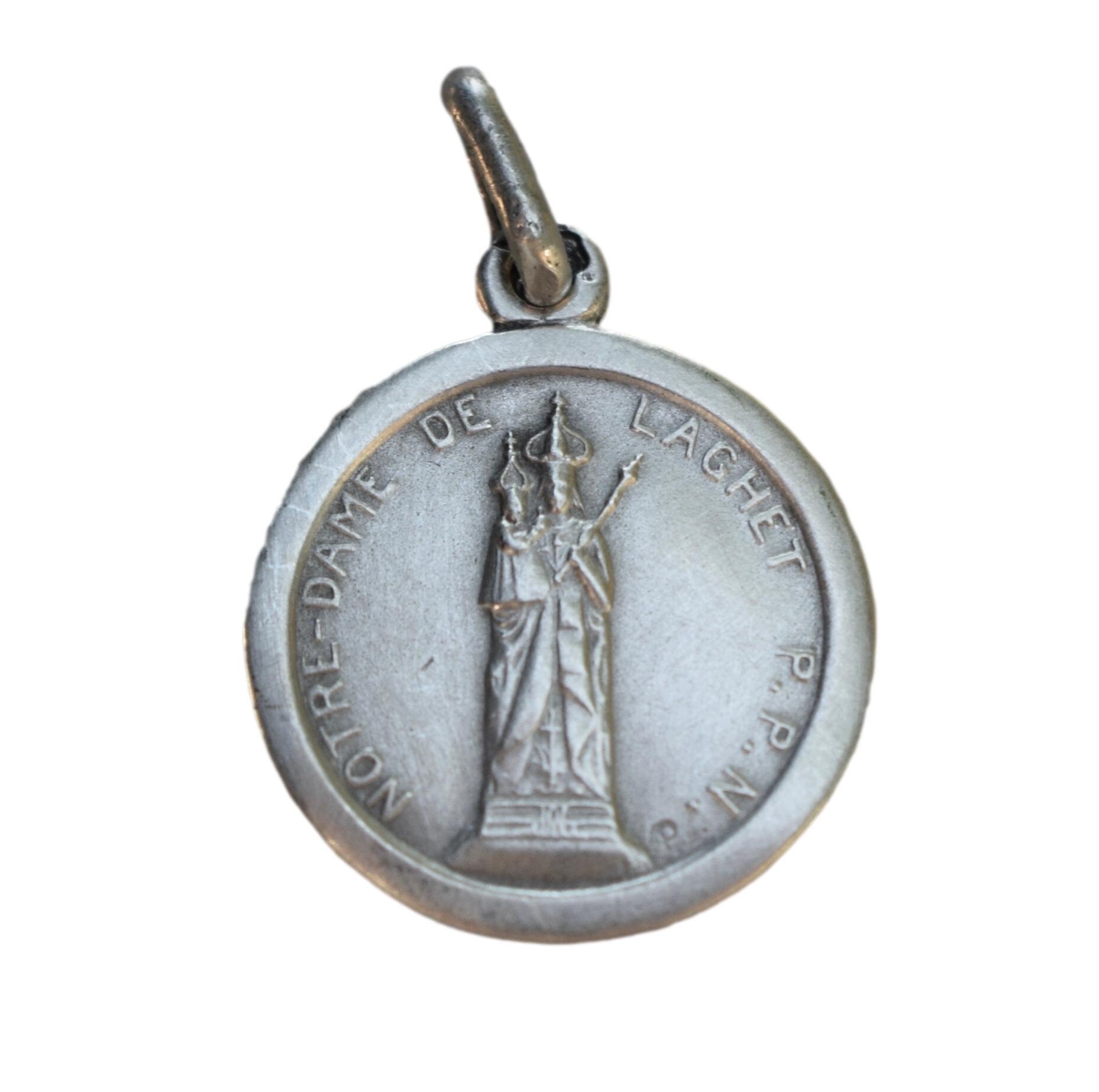 Notre Dame de Laghet Vierge Marie et Jésus Enfant Sterling Médaille d'argent Sanctuaire