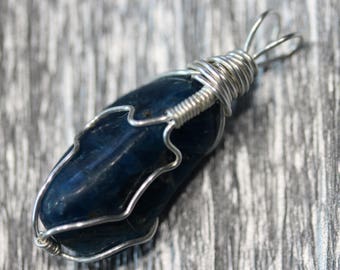 Apatite - silver wire wrapped pendant