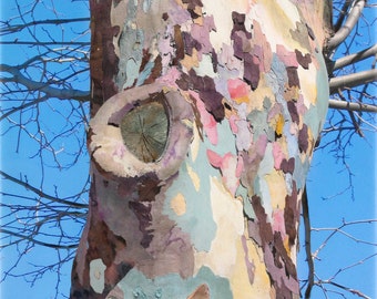 Ready to Hang | Art Print Giclee Print of my Mixed Media Painting on Canvas entitled Barking Up the Right Tree